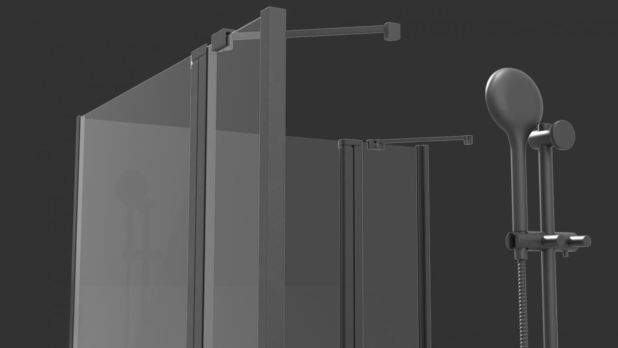 3D Glass Shower Cubicle Black