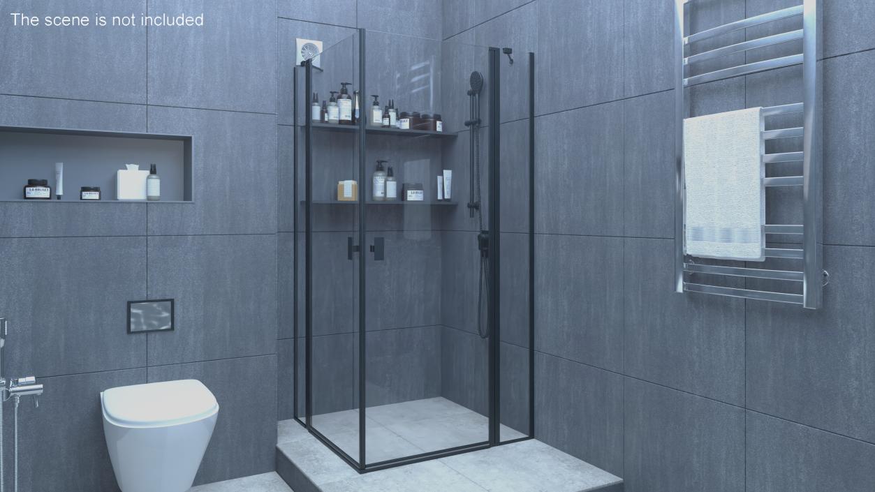 3D Glass Shower Cubicle Black