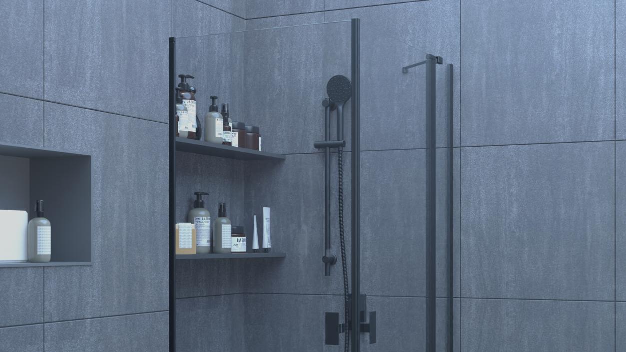 3D Glass Shower Cubicle Black