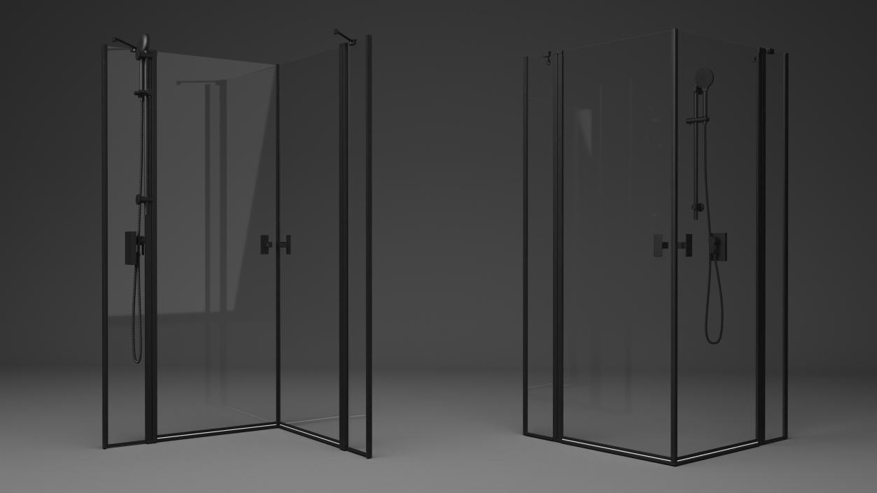 3D Glass Shower Cubicle Black