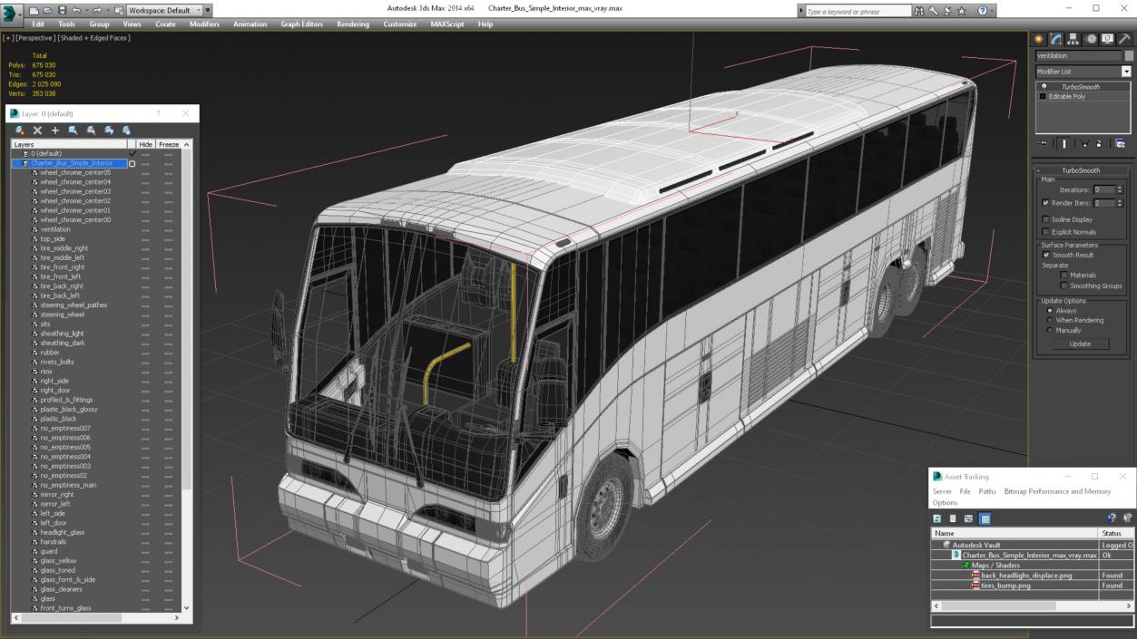 Charter Bus Simple Interior 3D