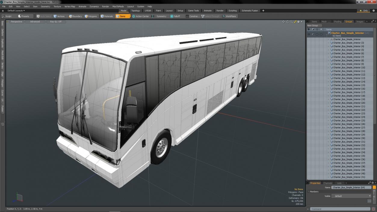 Charter Bus Simple Interior 3D