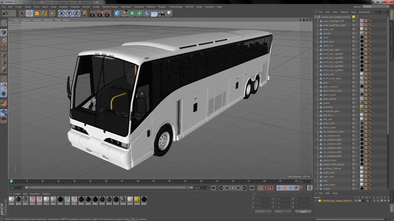 Charter Bus Simple Interior 3D