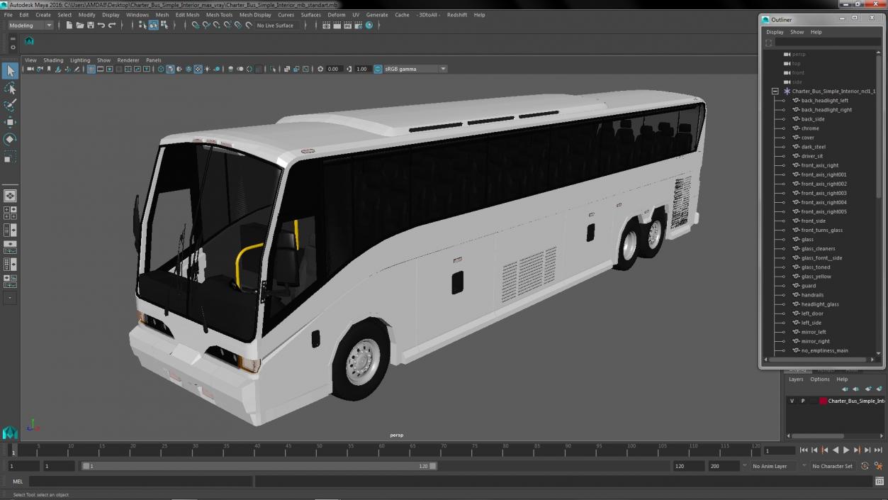 Charter Bus Simple Interior 3D