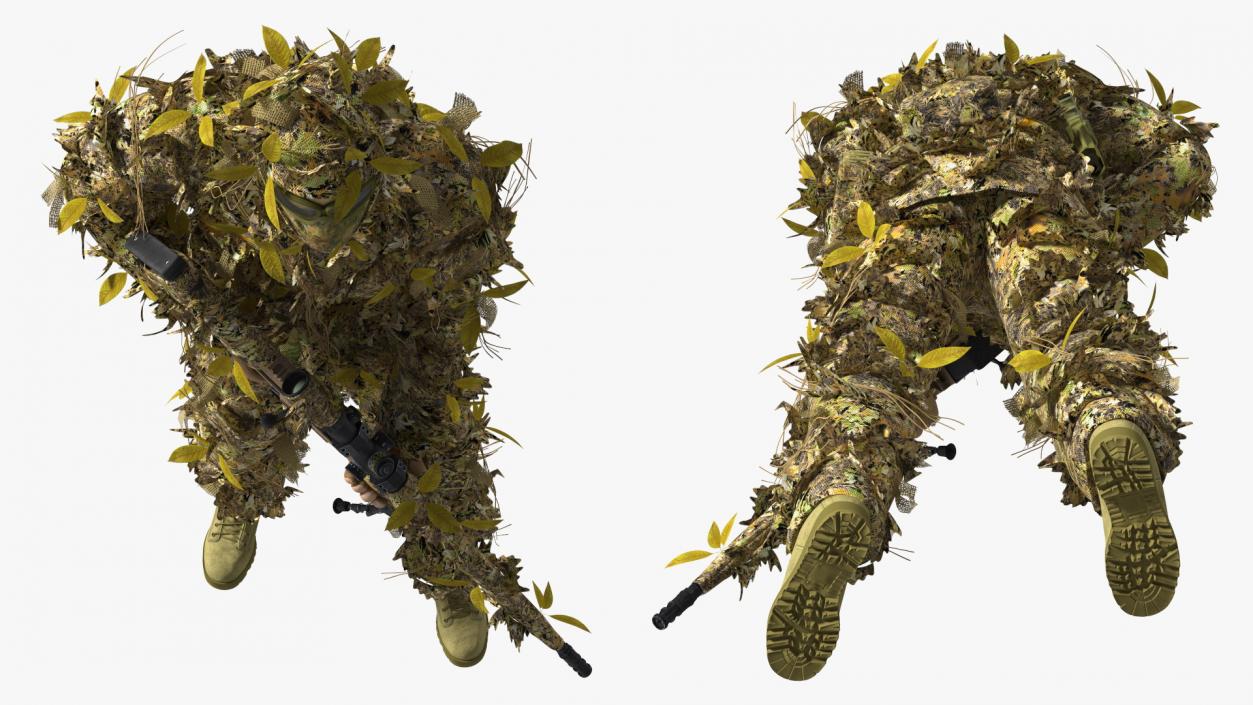 3D model Soldier in Jungle Ghillie Suit