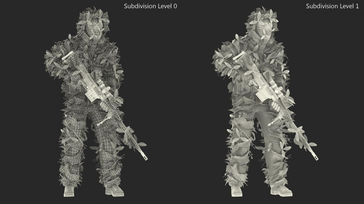 3D model Soldier in Jungle Ghillie Suit