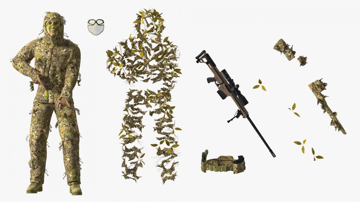 3D model Soldier in Jungle Ghillie Suit