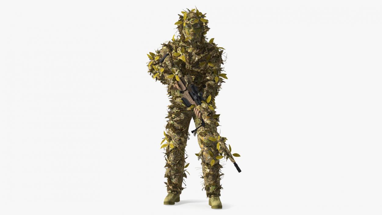 3D model Soldier in Jungle Ghillie Suit