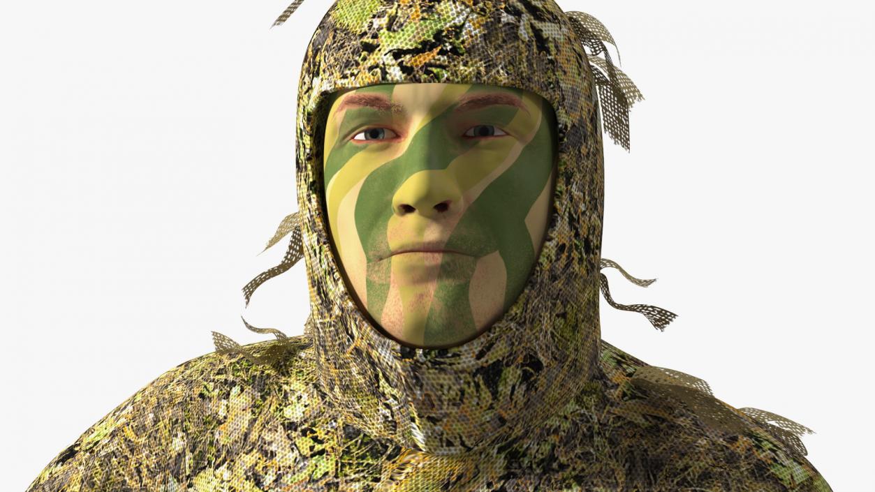 3D model Soldier in Jungle Ghillie Suit