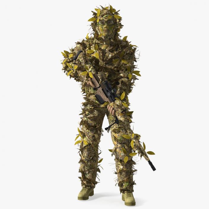 3D model Soldier in Jungle Ghillie Suit