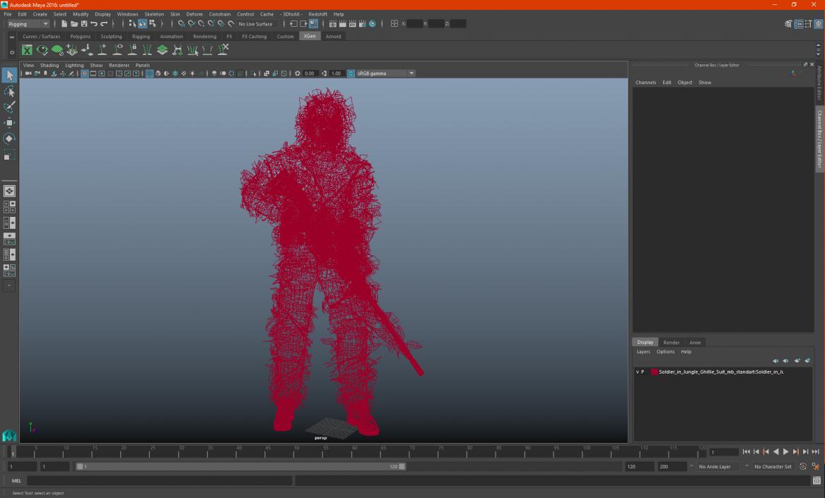 3D model Soldier in Jungle Ghillie Suit