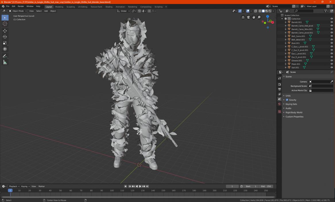 3D model Soldier in Jungle Ghillie Suit