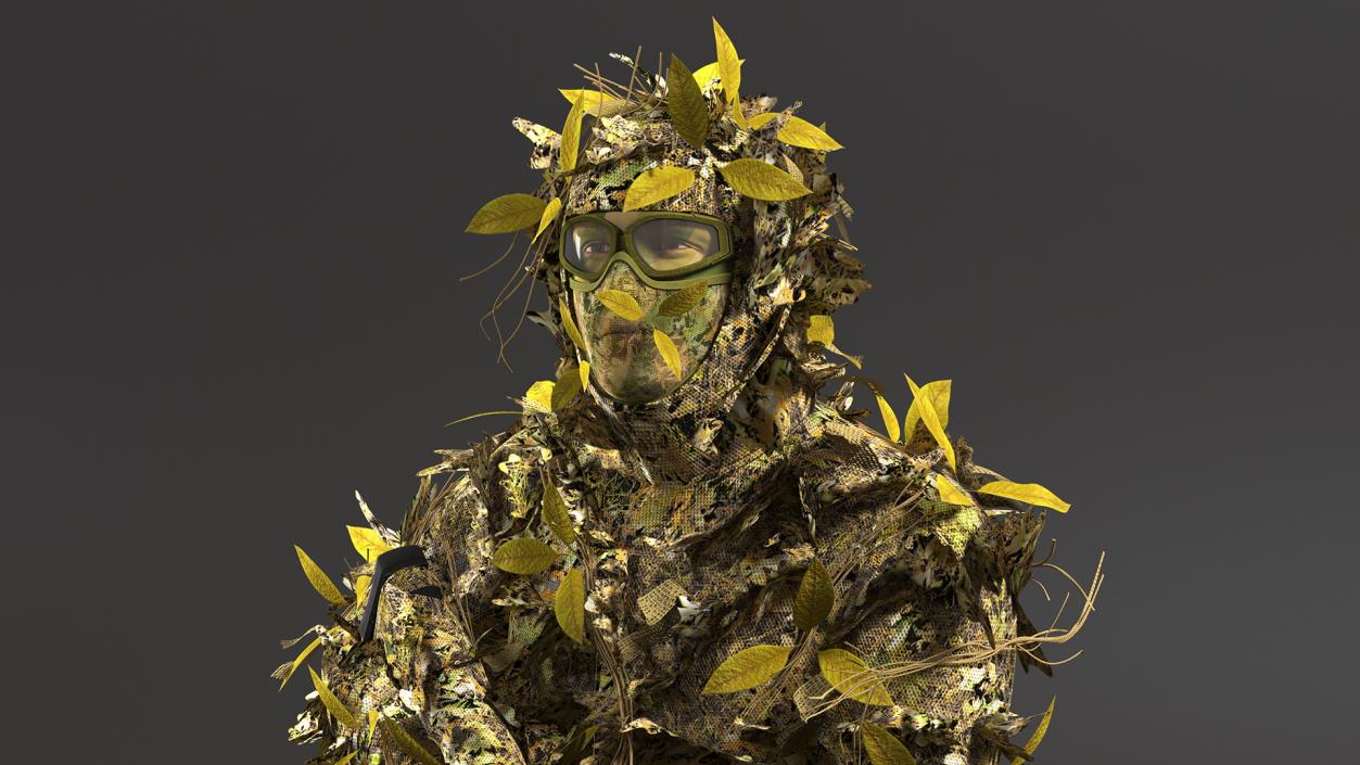 3D model Soldier in Jungle Ghillie Suit