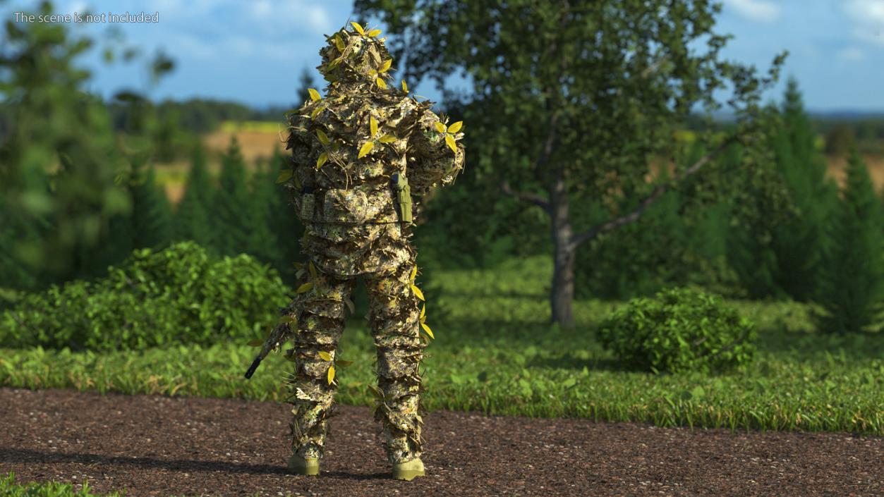 3D model Soldier in Jungle Ghillie Suit