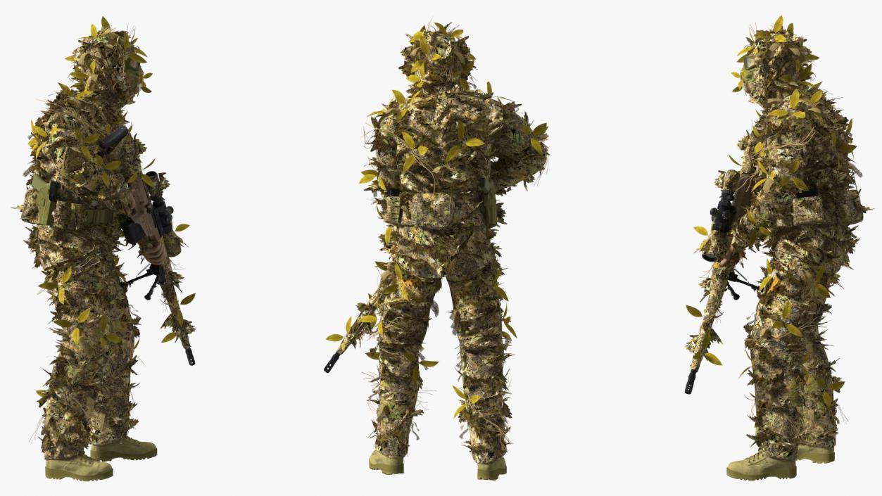 3D model Soldier in Jungle Ghillie Suit