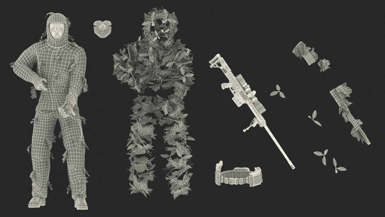 3D model Soldier in Jungle Ghillie Suit