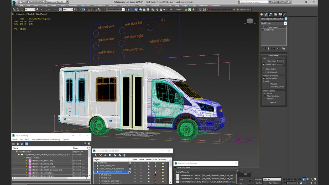 3D model Ford Starlite Transit Shuttle Bus 2020 Rigged