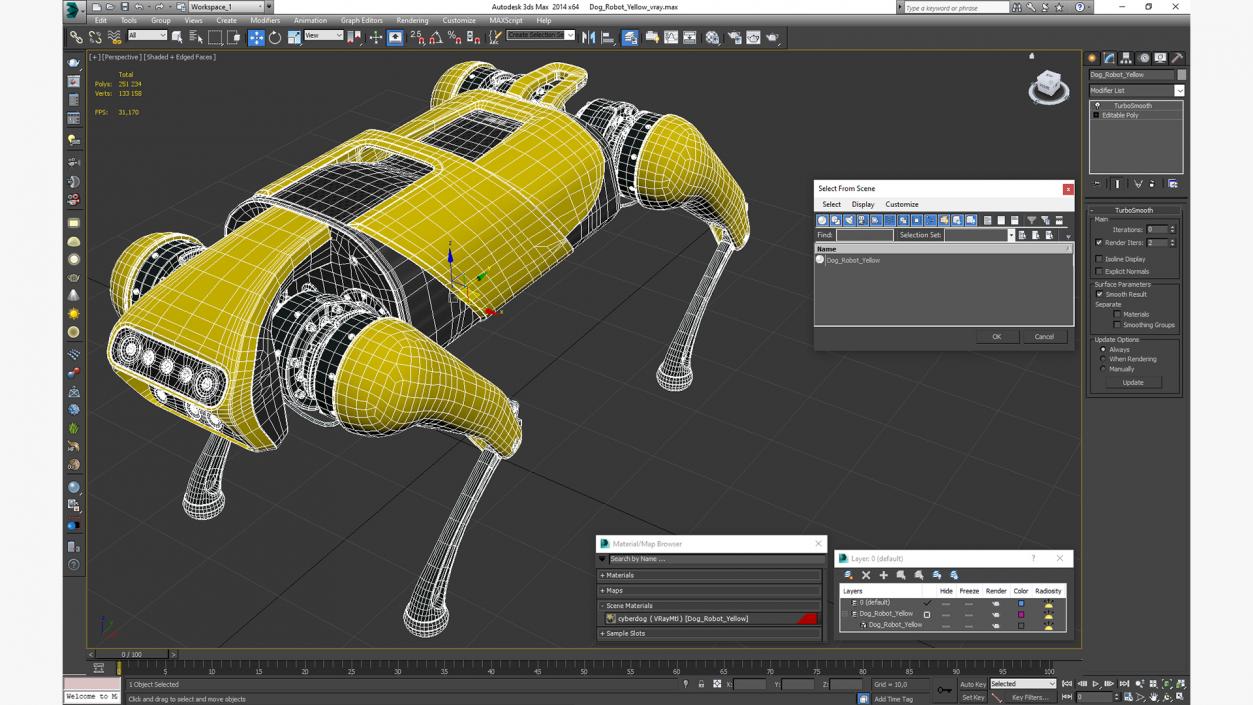 3D Dog Robot Yellow