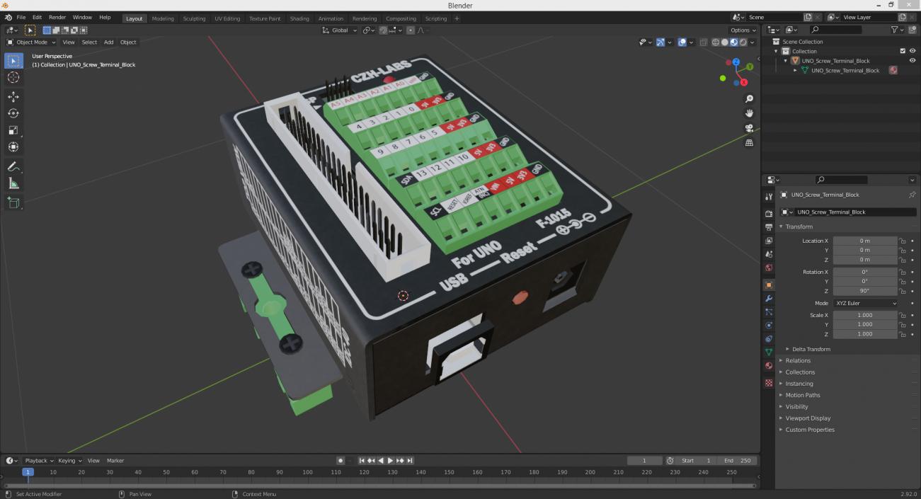 UNO Screw Terminal Block 3D model