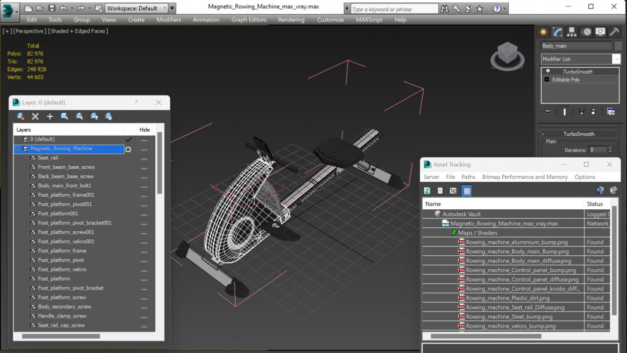 3D Magnetic Rowing Machine model