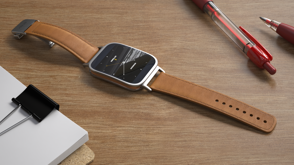 Smartwatch ASUS with Leather Strap 3D model