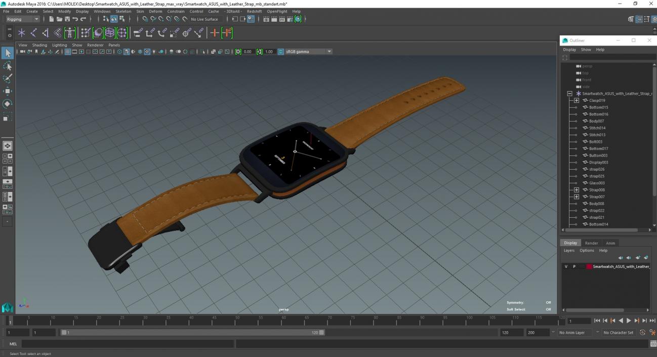 Smartwatch ASUS with Leather Strap 3D model