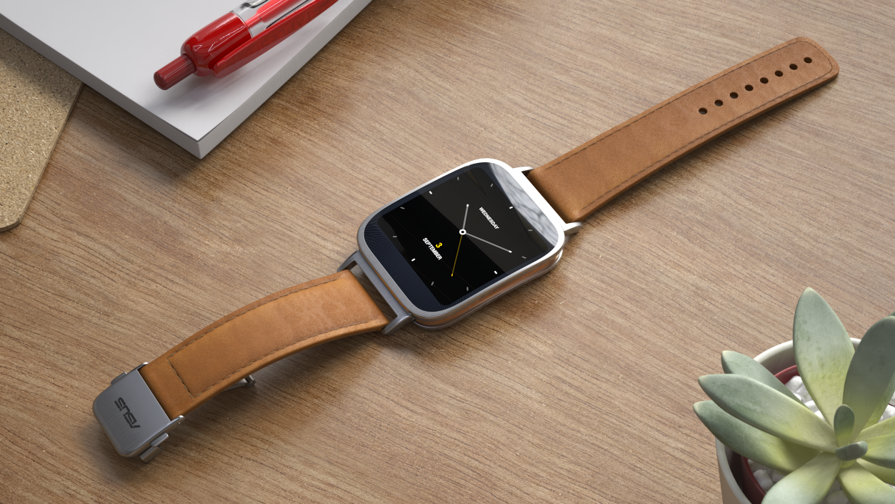 Smartwatch ASUS with Leather Strap 3D model