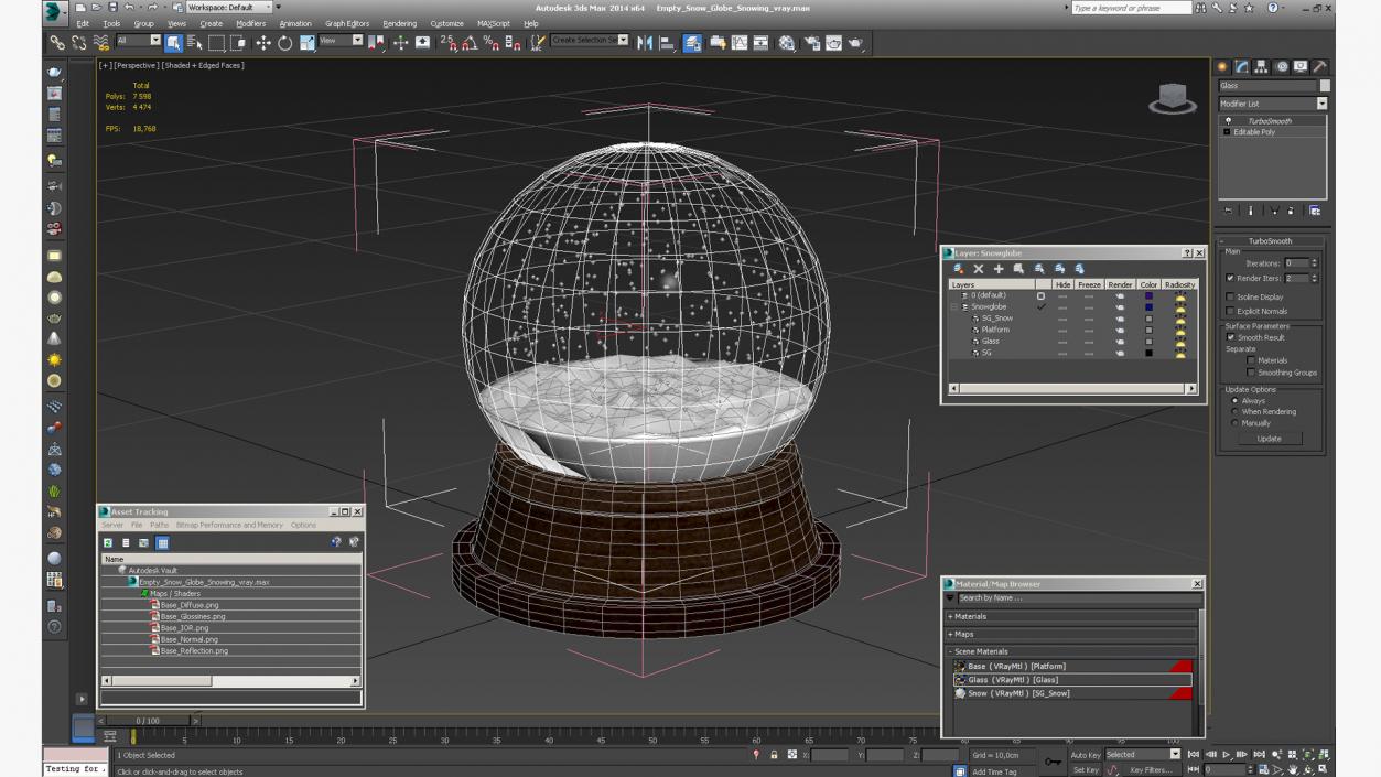 Empty Snow Globe Snowing 3D model