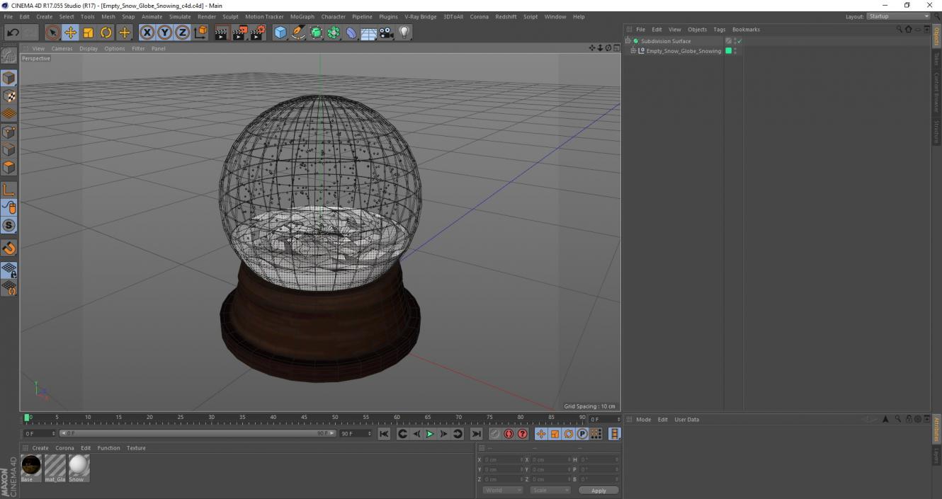 Empty Snow Globe Snowing 3D model