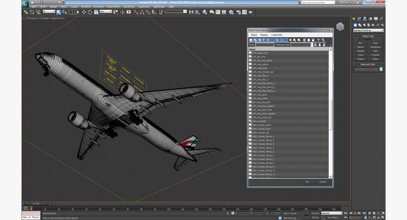 3D Airbus A350-1000 Emirates Air Line Rigged