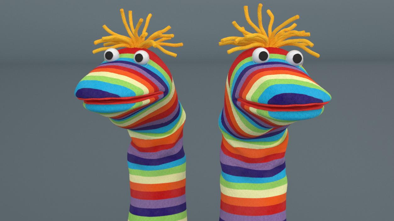 3D model Striped Sock Puppet with Googly Eyes Boy