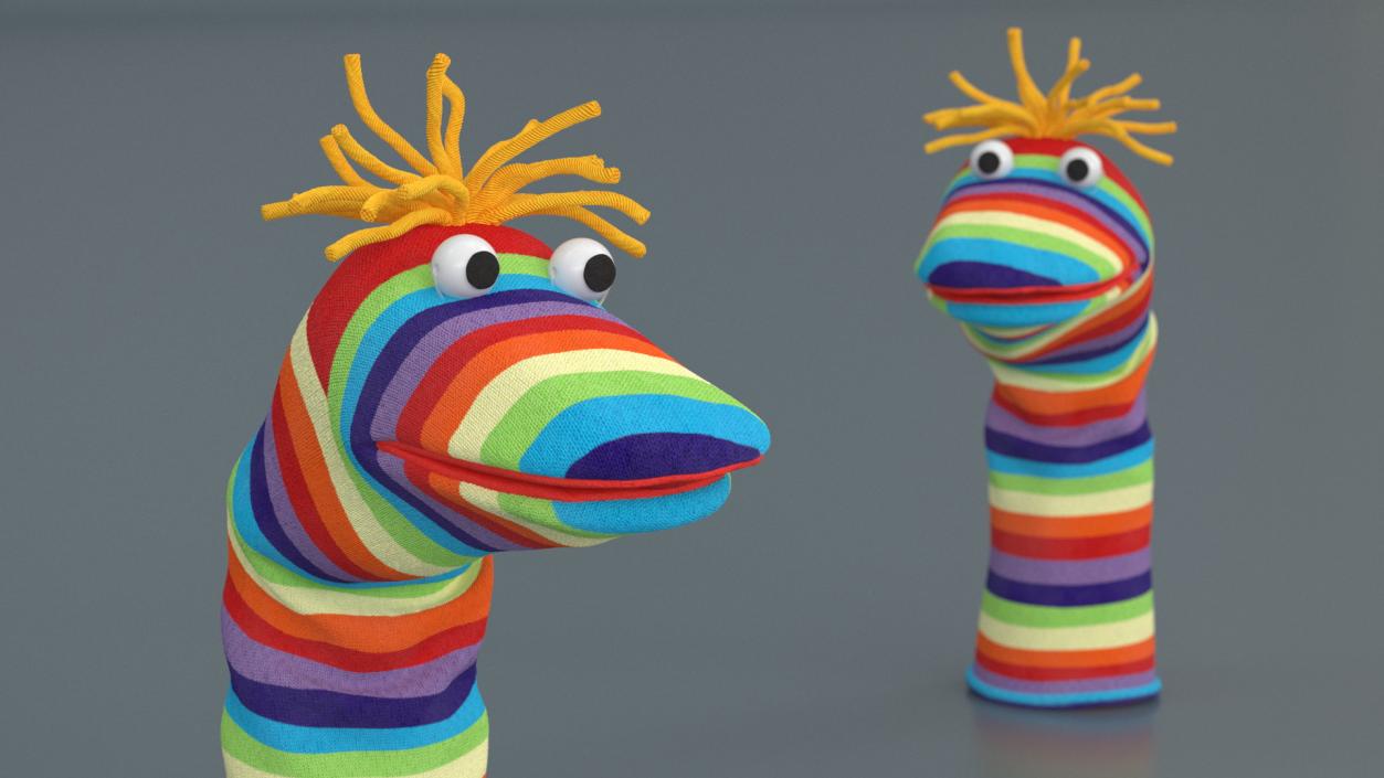 3D model Striped Sock Puppet with Googly Eyes Boy