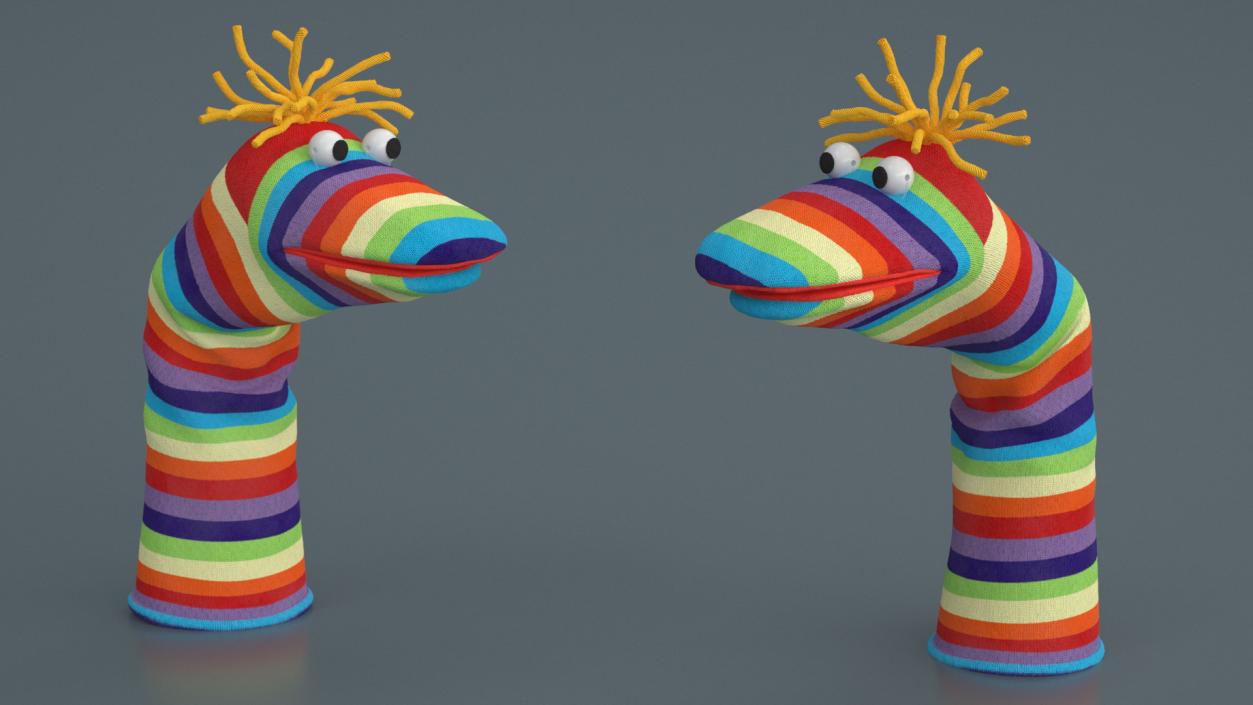 3D model Striped Sock Puppet with Googly Eyes Boy