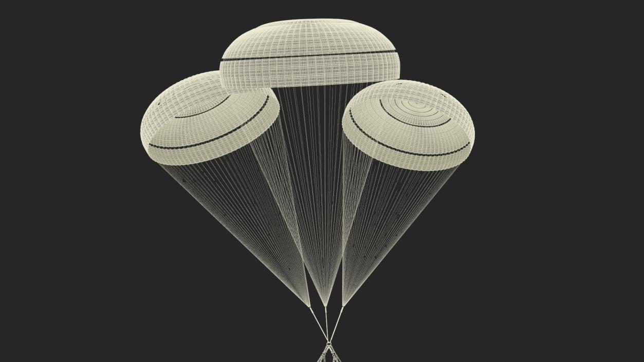 3D Triple Subscale Parachute White 2 model