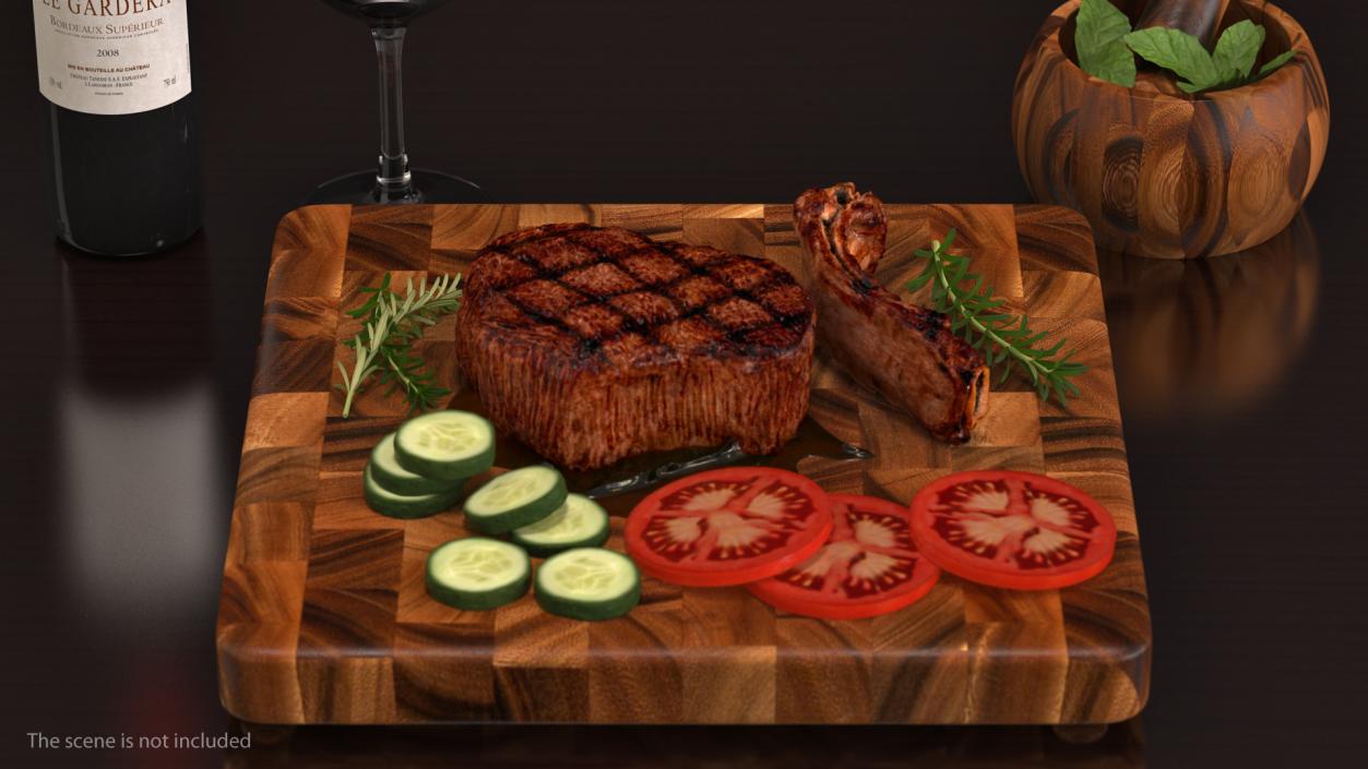 3D Grilled Beef Strip Steak Bone Out model