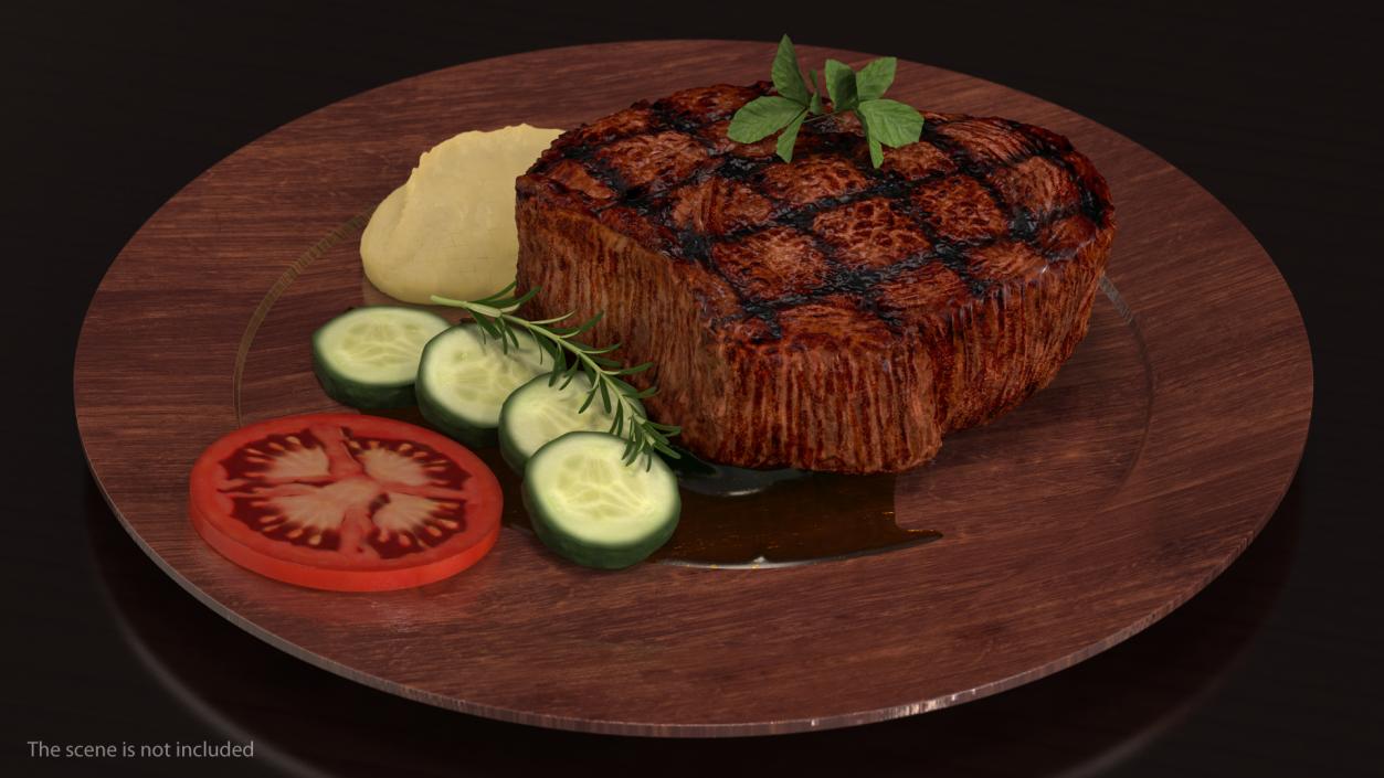 3D Grilled Beef Strip Steak Bone Out model