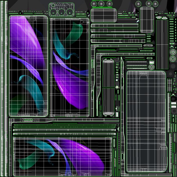 Samsung Z Fold 2 Black Rigged 3D model