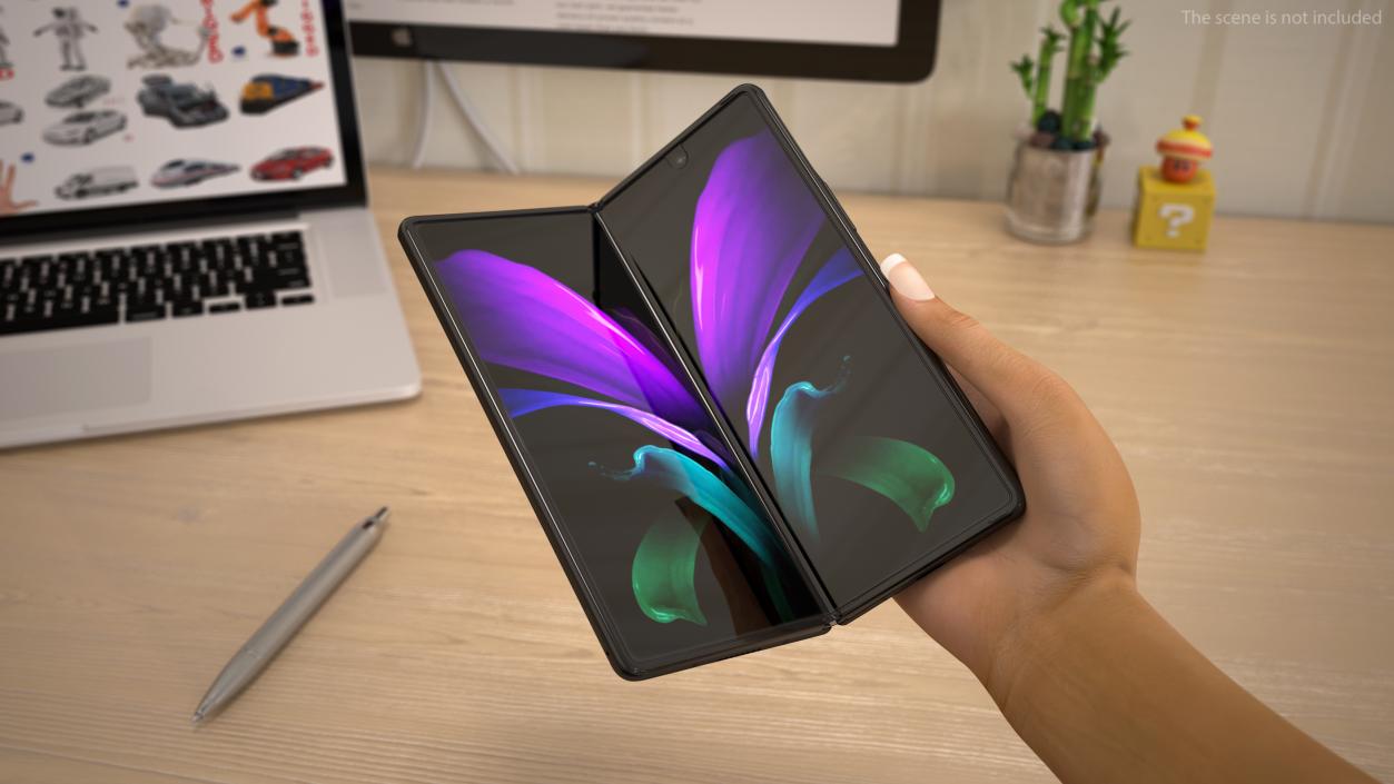 Samsung Z Fold 2 Black Rigged 3D model