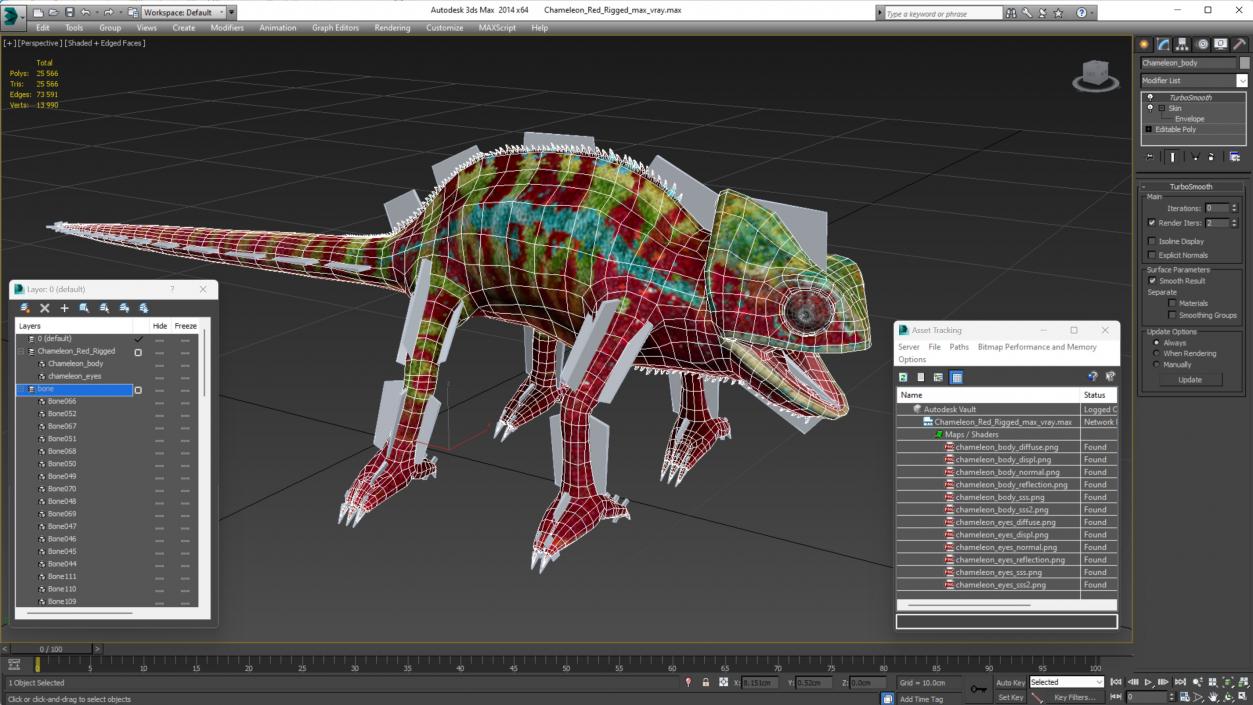 Chameleon Red Rigged for Maya 3D model