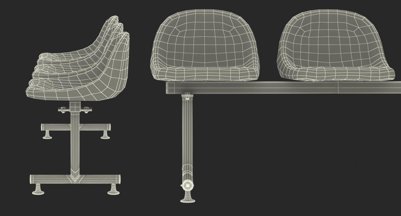 3D model Plastic Chairs Row of 3 Seater