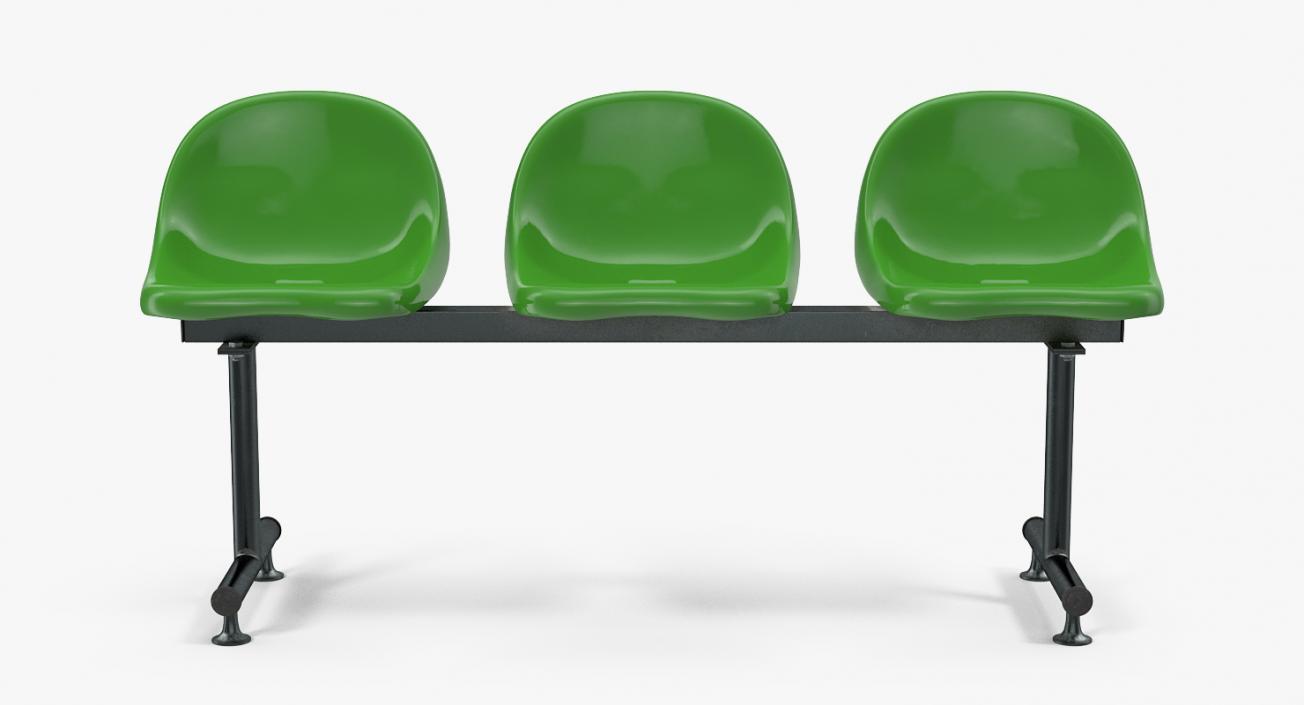 3D model Plastic Chairs Row of 3 Seater