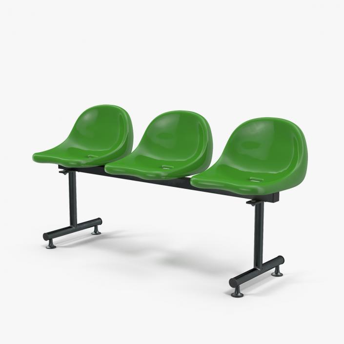 3D model Plastic Chairs Row of 3 Seater