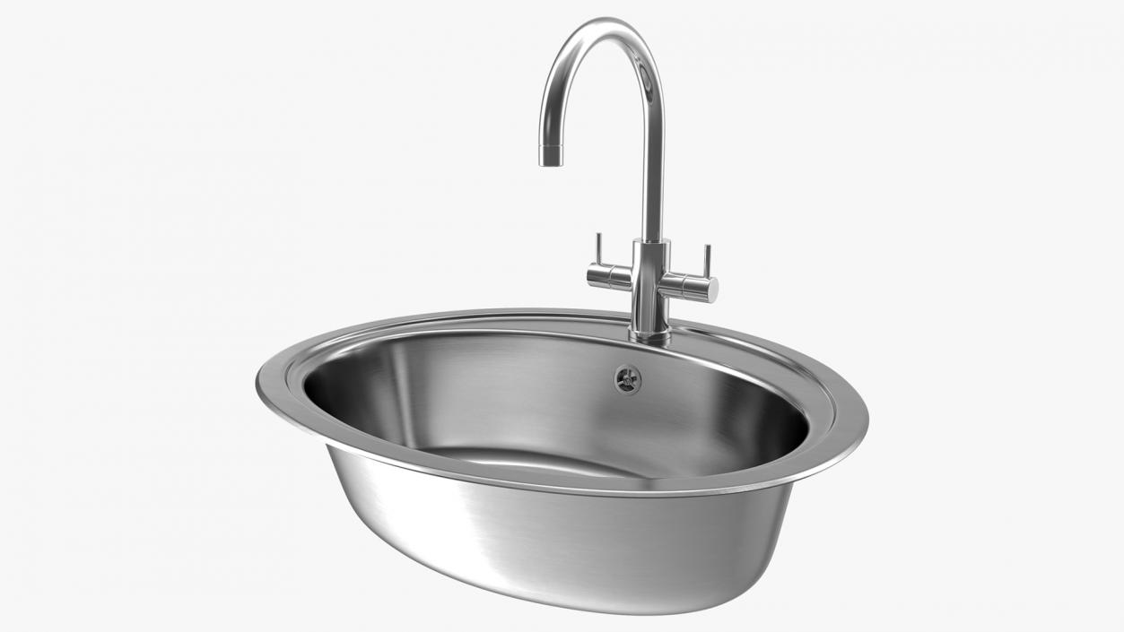 3D Oval Single Kitchen Sink with Tap model