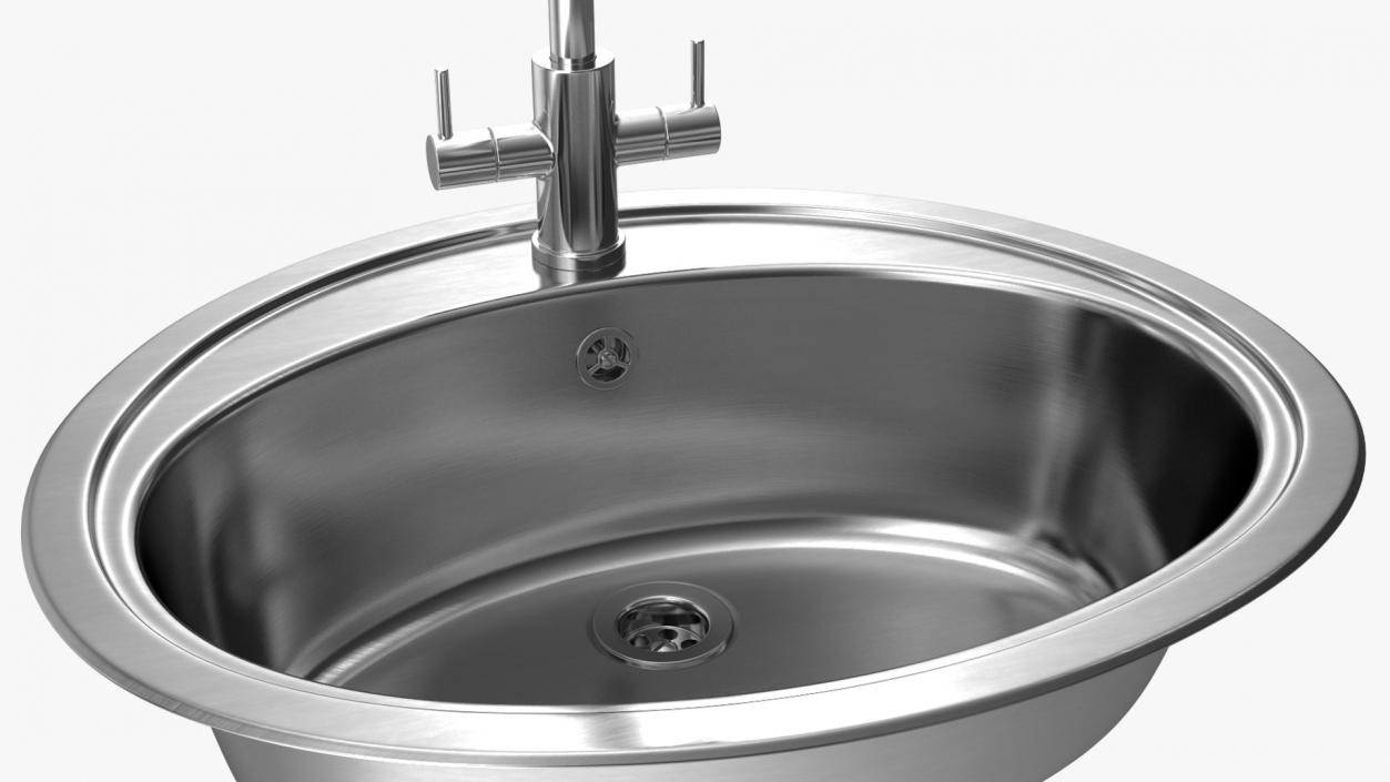 3D Oval Single Kitchen Sink with Tap model