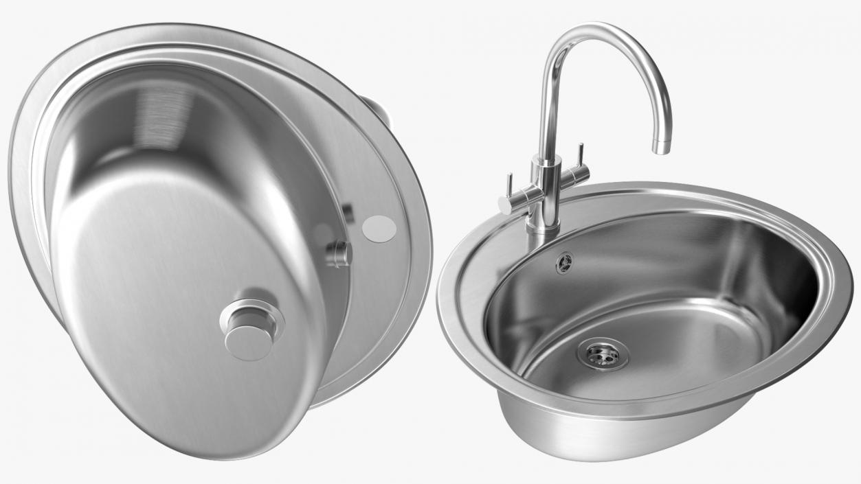 3D Oval Single Kitchen Sink with Tap model