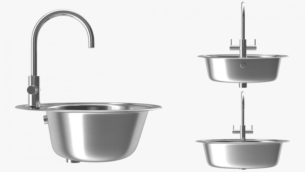 3D Oval Single Kitchen Sink with Tap model