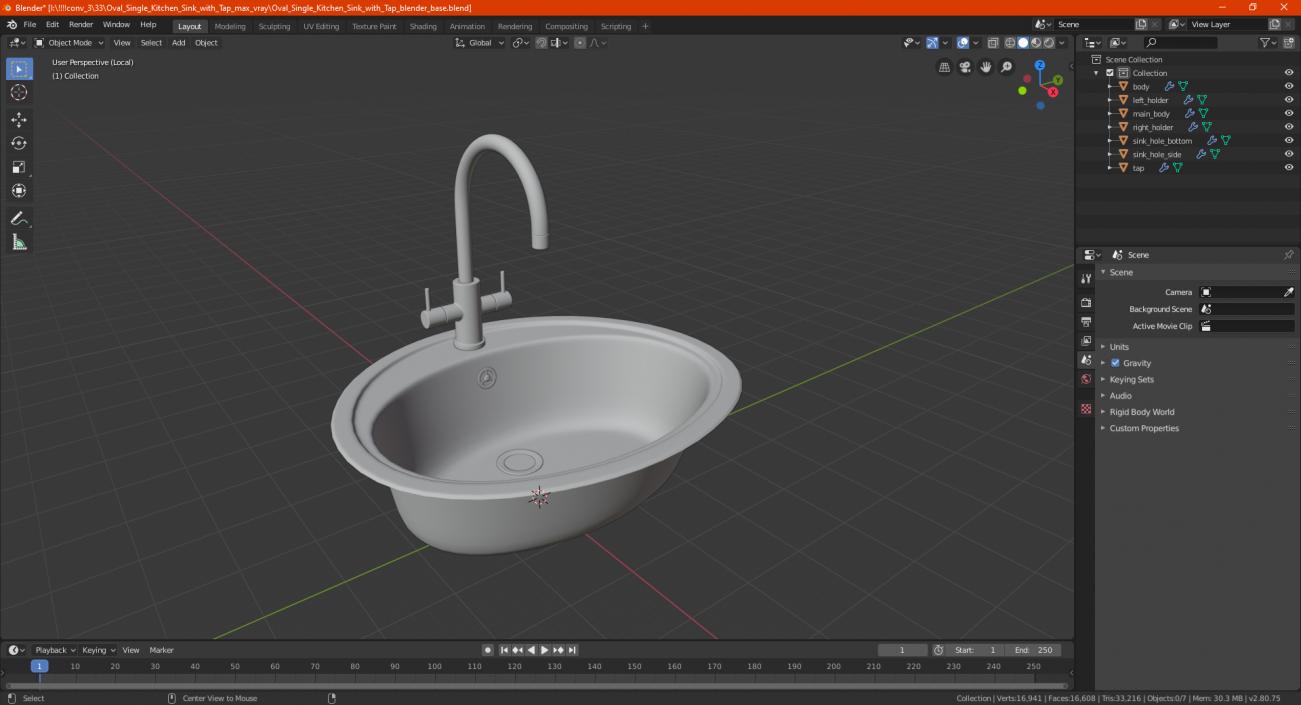 3D Oval Single Kitchen Sink with Tap model