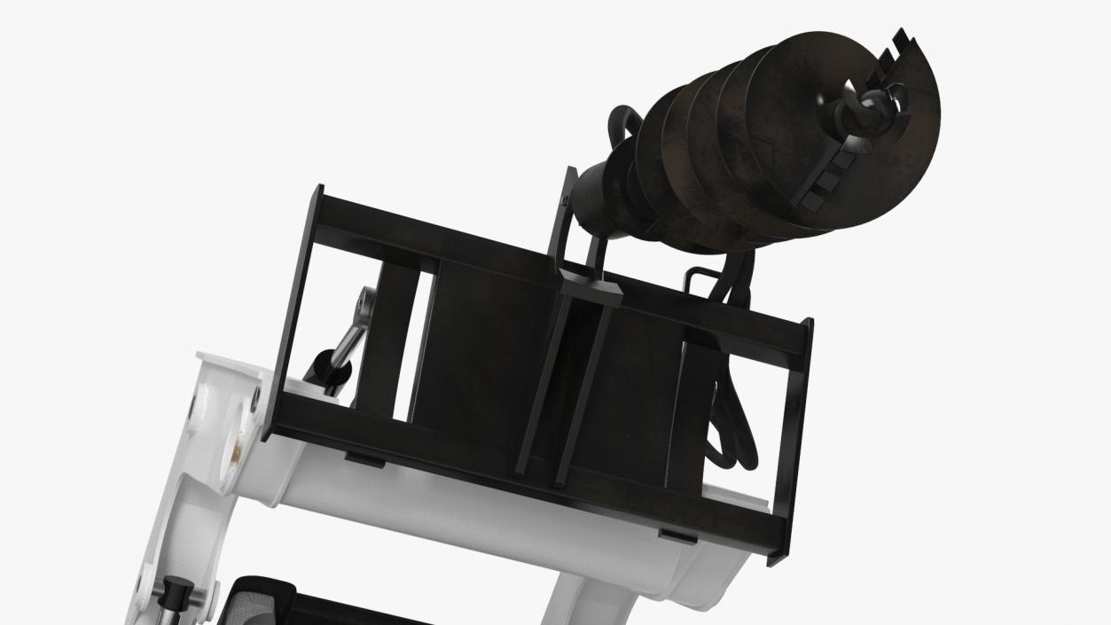 Track Skid Steer with Post Hole Auger Rigged 3D model