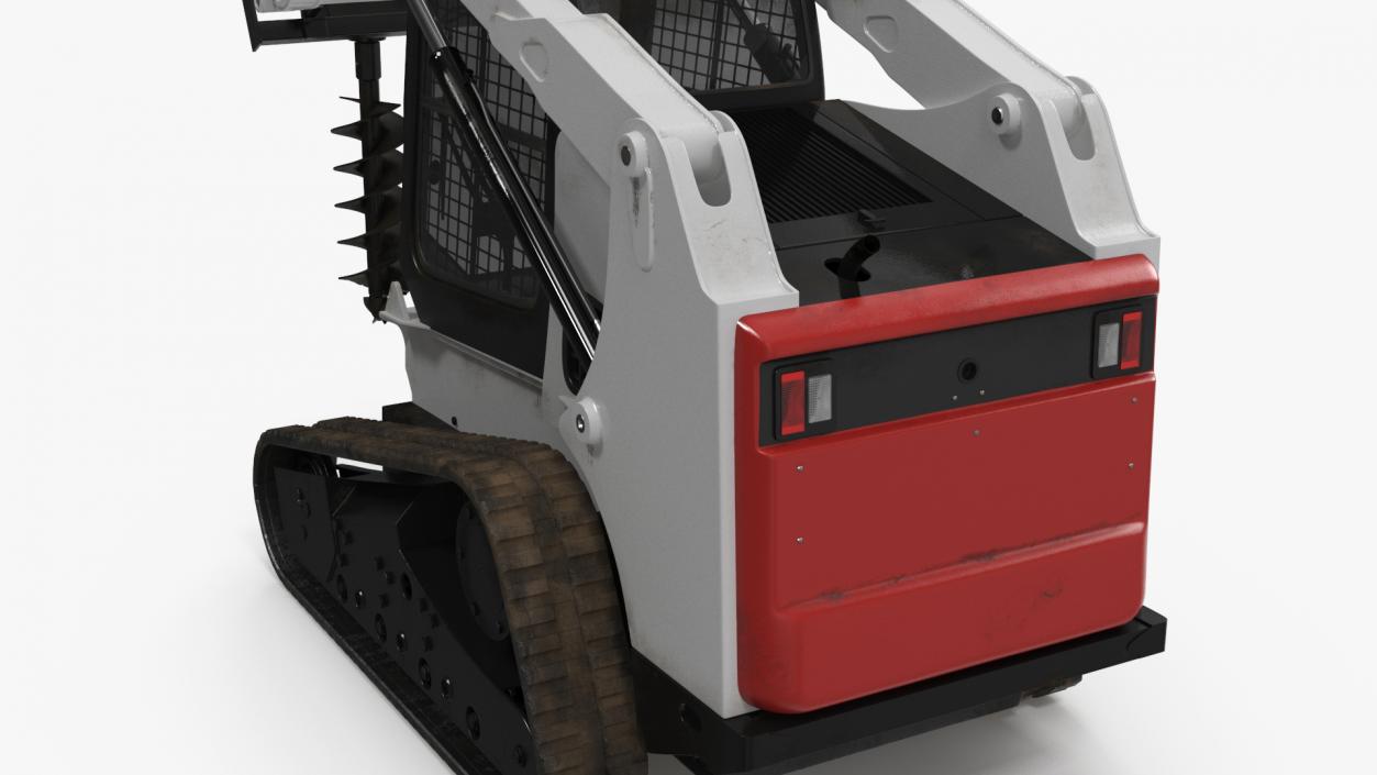 Track Skid Steer with Post Hole Auger Rigged 3D model