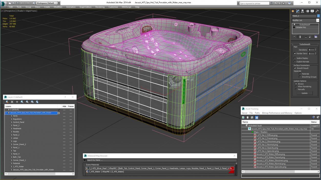 3D model Jacuzzi J475 Spa Hot Tub Porcelain with Water